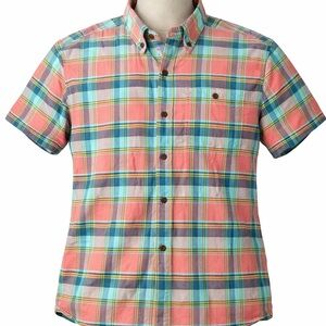 L.L.Bean Plaid Short Sleeve Flannel Shirt Soft Stretch Cotton Mens Large
